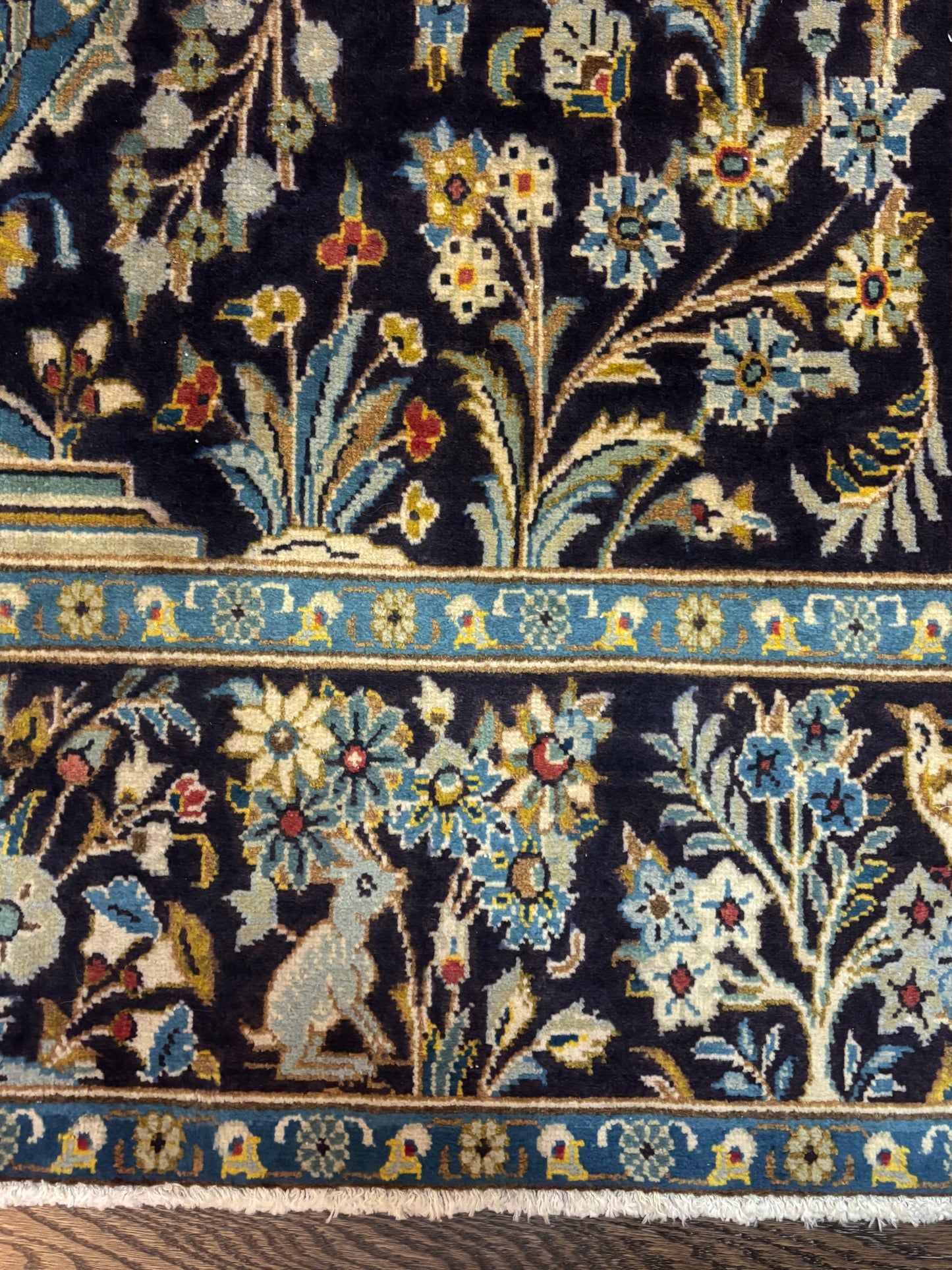 Antique Kashan rug exotic 7.11”4.9”