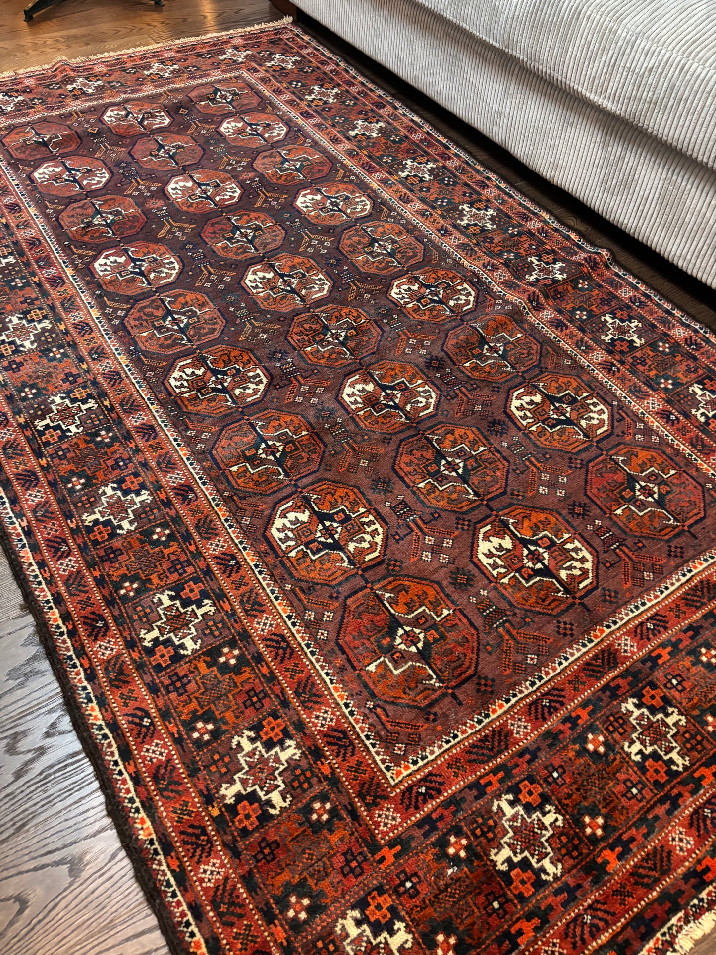 Antique Turkemen Rug Hebrew signature 7.2”3.9”