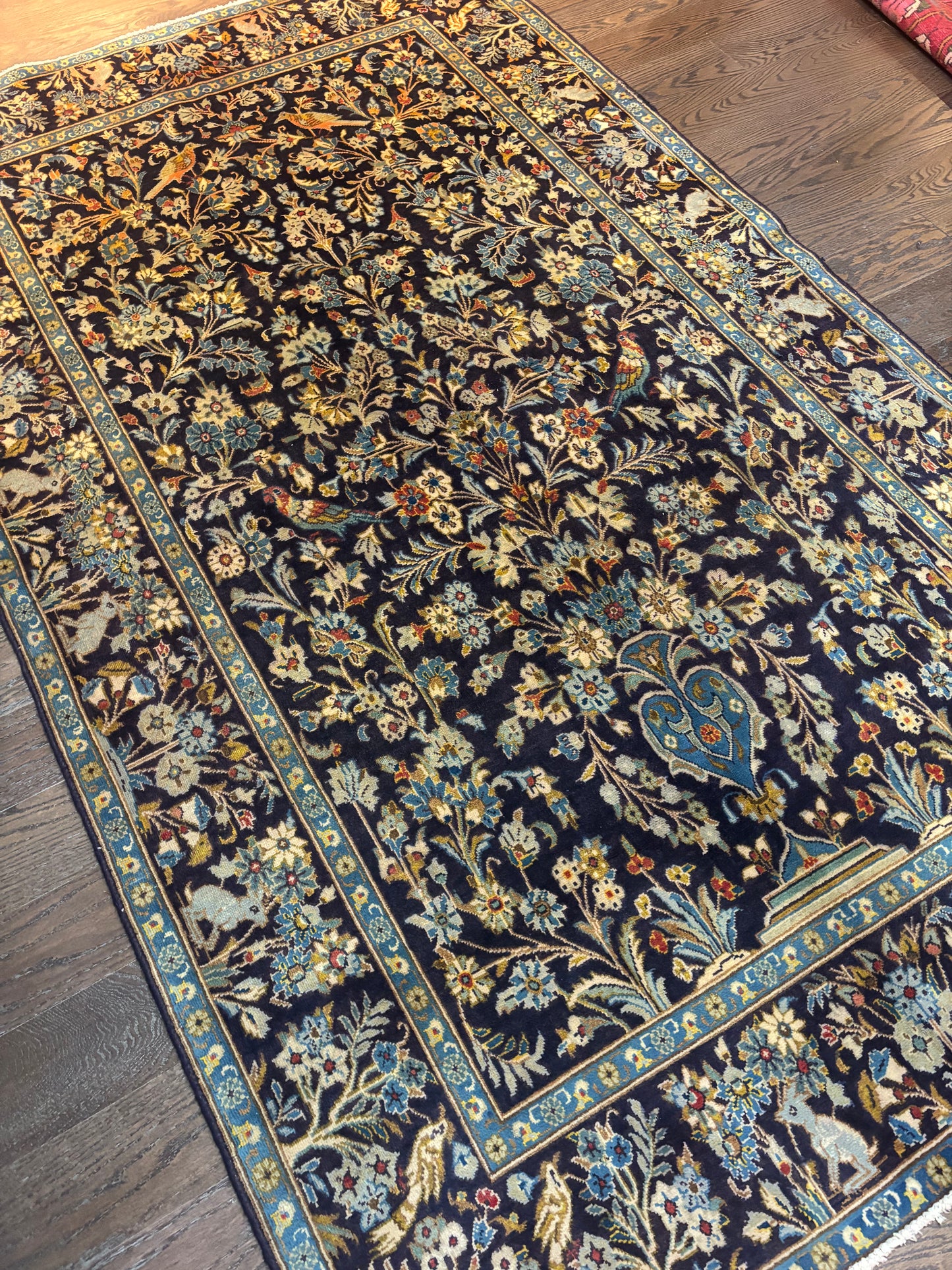 Antique Kashan rug exotic 7.11”4.9”