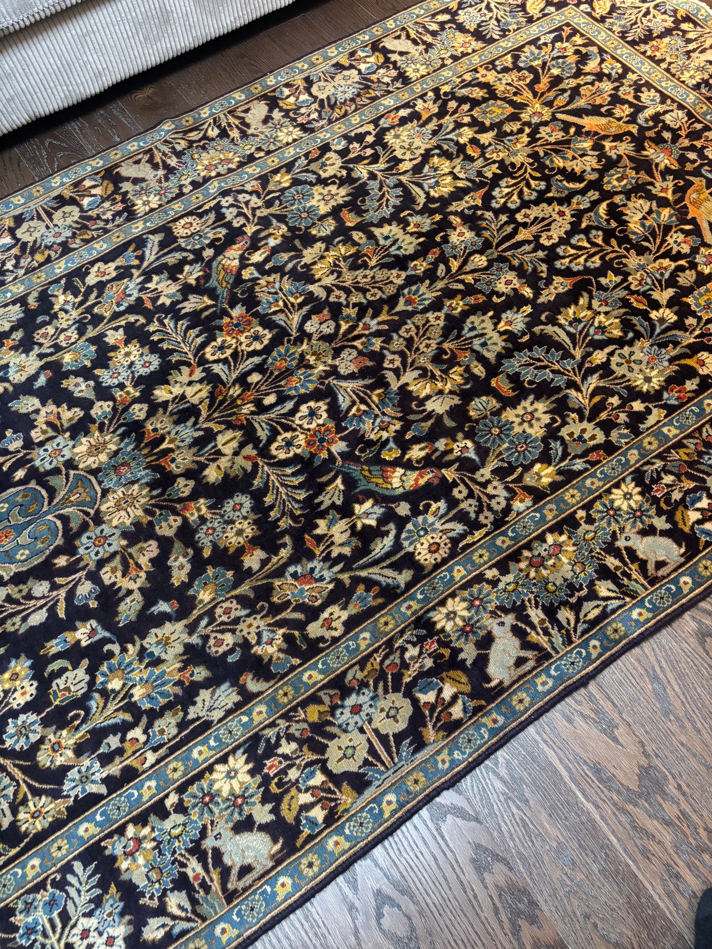 Antique Kashan rug exotic 7.11”4.9”