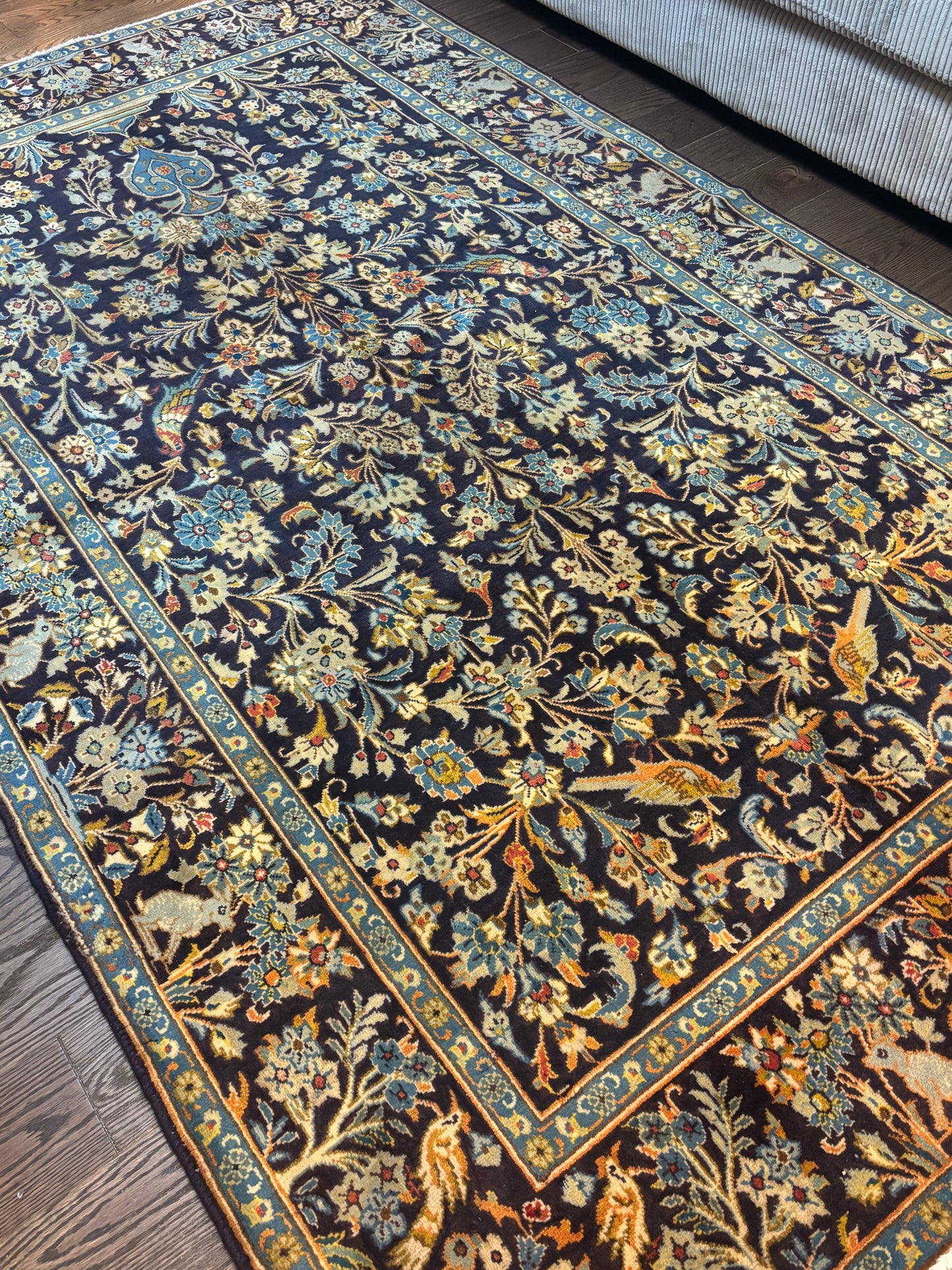 Antique Kashan rug exotic 7.11”4.9”