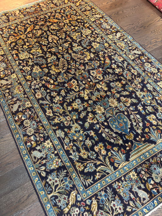 Antique Kashan rug exotic 7.11”4.9”
